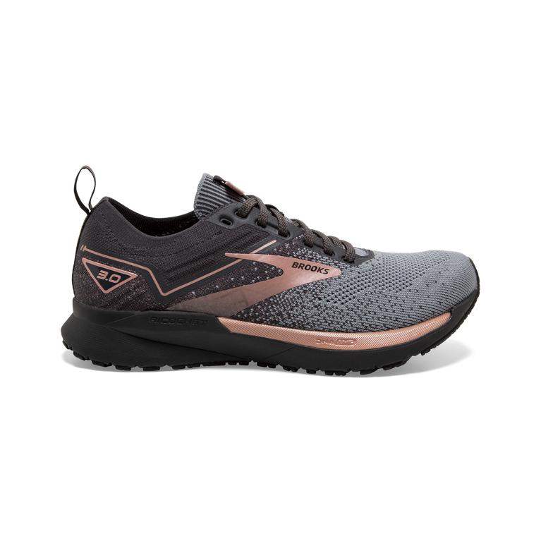 Brooks Ricochet 3 - Womens Lightweight Road Running Shoes - Grey/Black/Rose Gold (51382FORX)